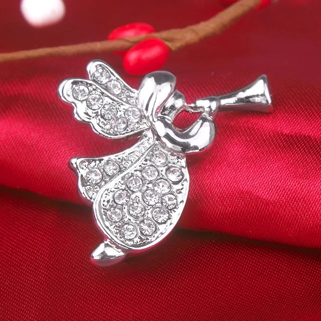 Guardian Angel Christmas Brooches Pins for Girls Crystal Rhinestone Angel Wings Brooch Pins Jewelry Gifts