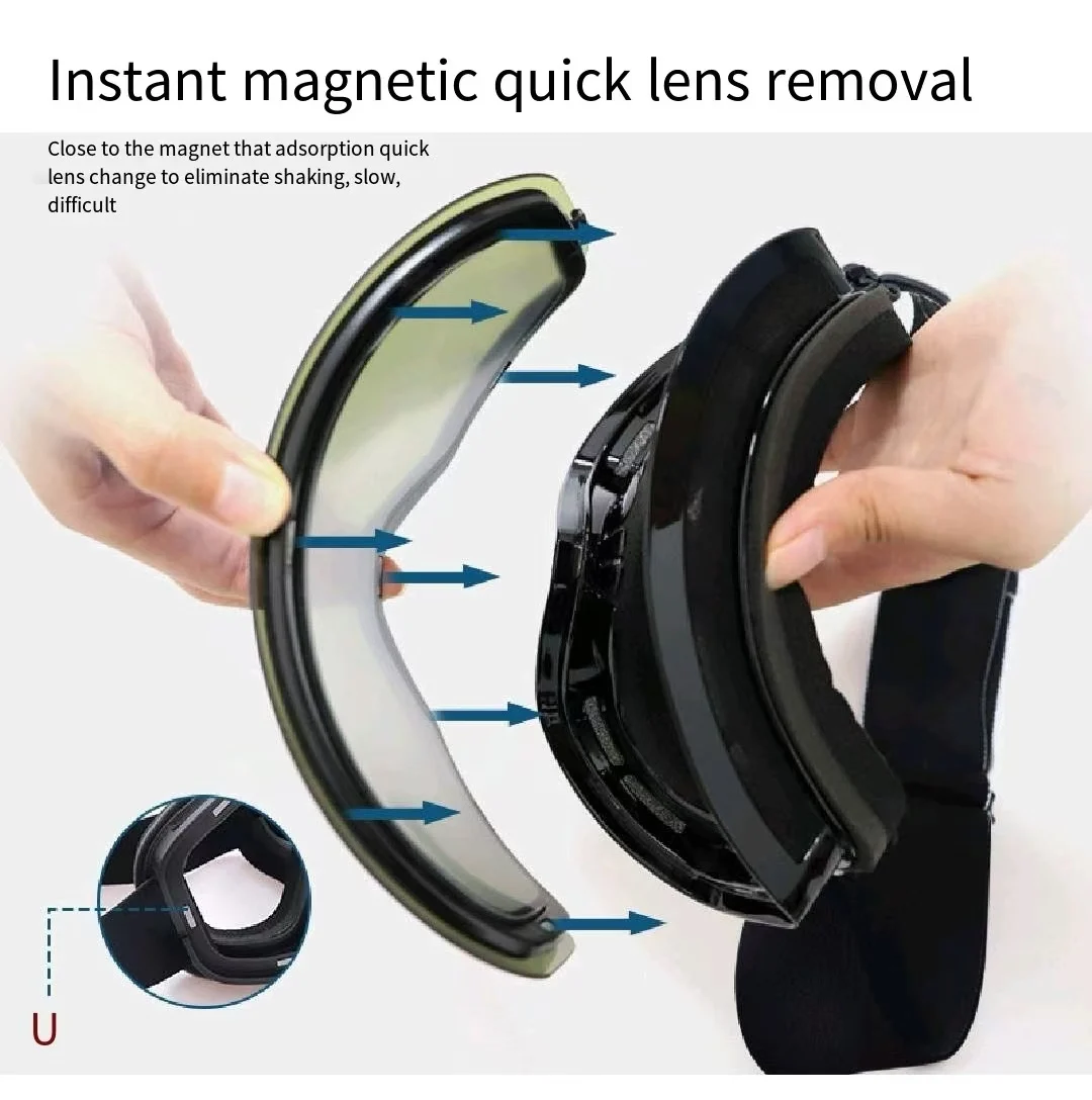 Optical Anti Fog Ski Goggles with Magnetic Spectacles for Snow Sports OTG Skiing Goggles UV Protection Snowboard Goggles