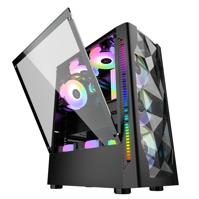 SNOWMAN RGB Full Tower Gaming Desktop PC Case Chassis with Tempered Glass CPU Cabinet Cool Style Fan ATX Form Factor Stocked