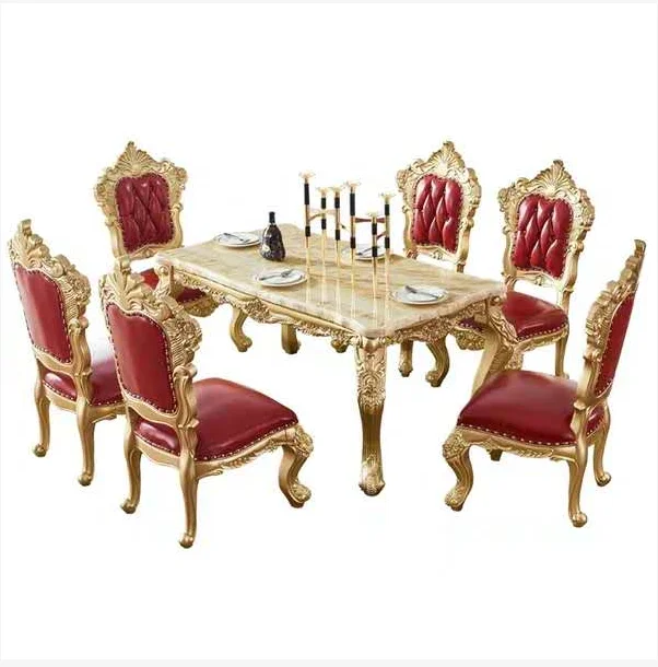 
European Italian classical wooden carved-flower royal dinning room set 