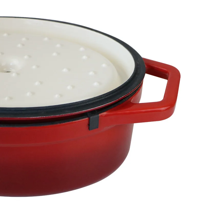 French Large Red Cast Iron Casserole Saucepans Pot Enamel Cast Iron Casserole Dutch Oven Pot With Lid
