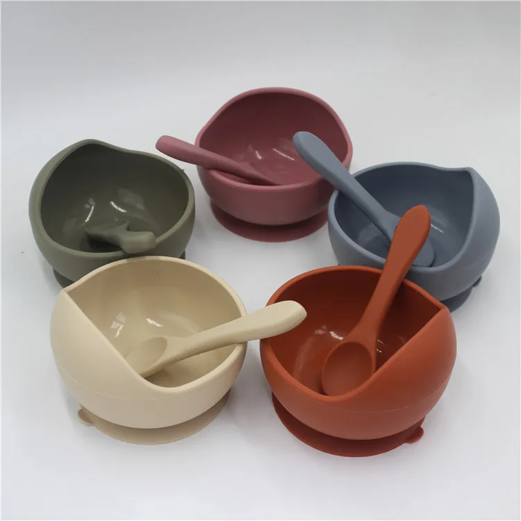 2025 Factory Whole Sale Price Suction Baby Bowl And Spoon set BPA Free Non Slip Colorful Unbreakable Food Grade Silicone