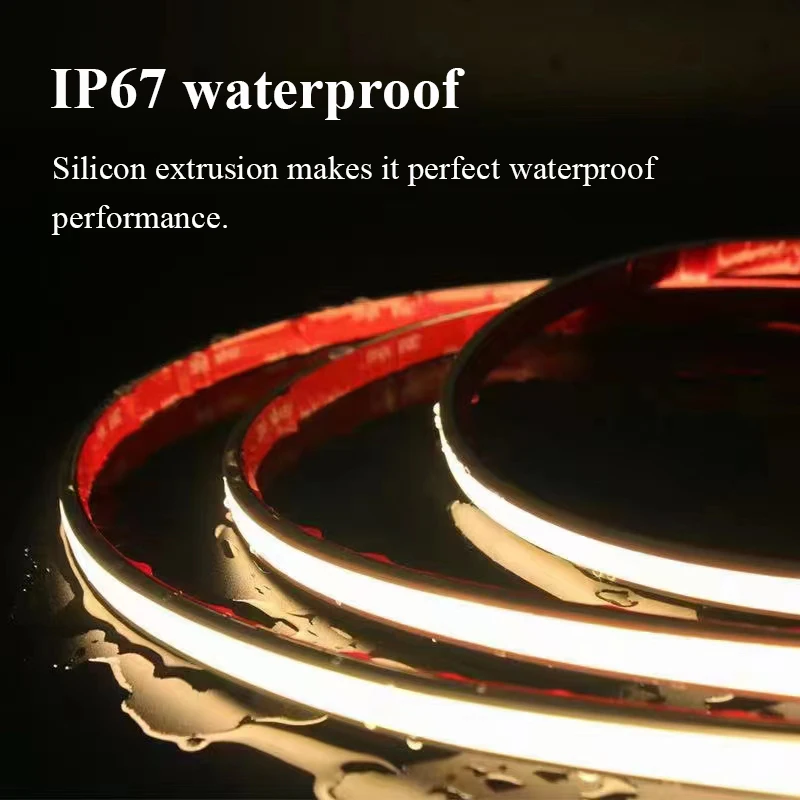 Hot Sale Outdoor Use IP67 Waterproof Silicon Extrusion COB LED Strip 480LEDs/m Flexible Neon Strip Dot Free COB LED Strip
