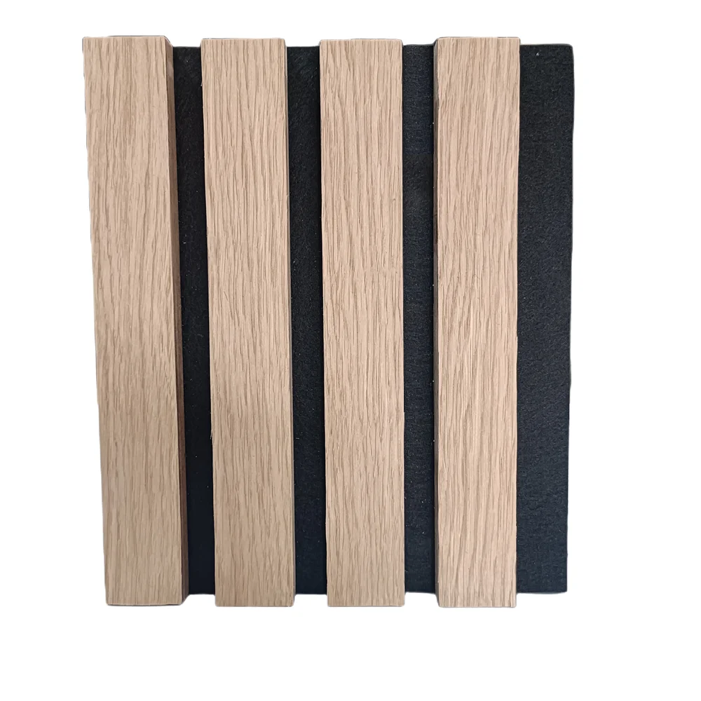 600mm x 600mm Wood Slatted Wall Acoustic Panels wood oak grey felt For Interior home and office Decoration and sound insulation