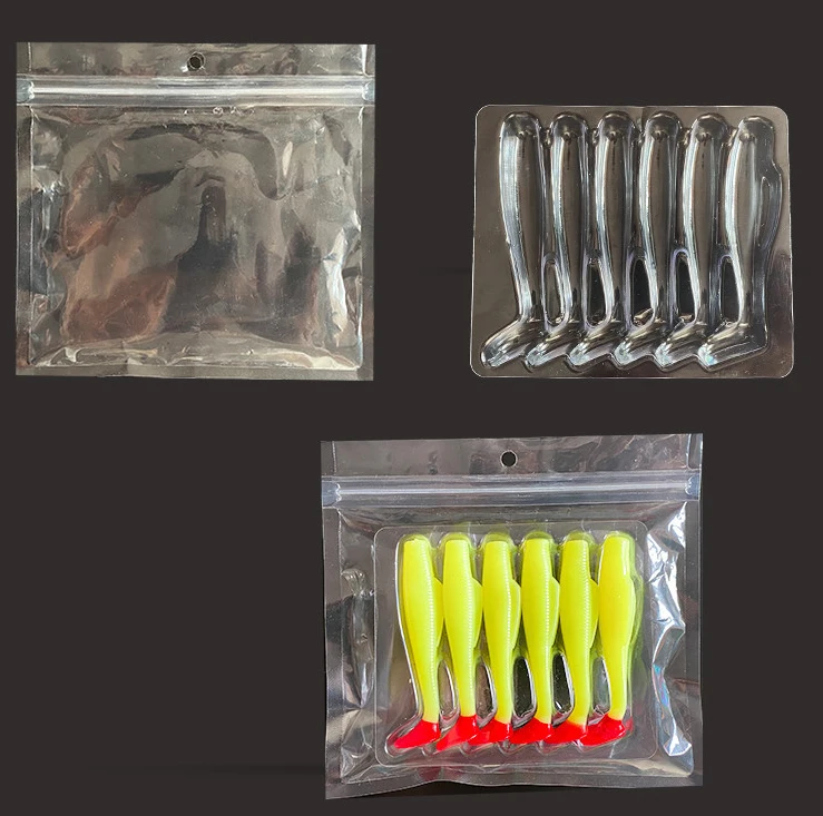 6 PCS/Bag Hot Sale New Arrival 8cm/4.8g Luminous Colorful Pike Bass Fishing Lure t Tail Plastic Soft  Soft Plastic Tpe Lure
