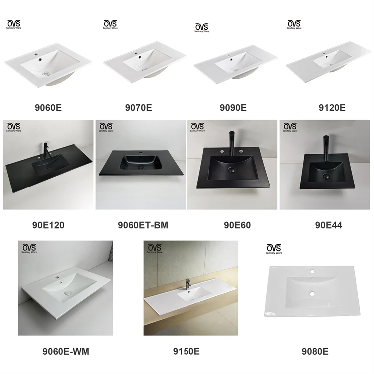 OVS cUPC North America Wholesale White Color Hotel Single Bowl Ceramic Washroom Kitchen Bathroom Cabinet With Sink