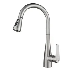 three mode widespread Gun grey SUS304 pull down out kitchen sink faucet with sprayer for kitchen sink