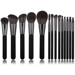private label wood handle synthetic hair cosmetic makeup brush sets facial makeup brushes
