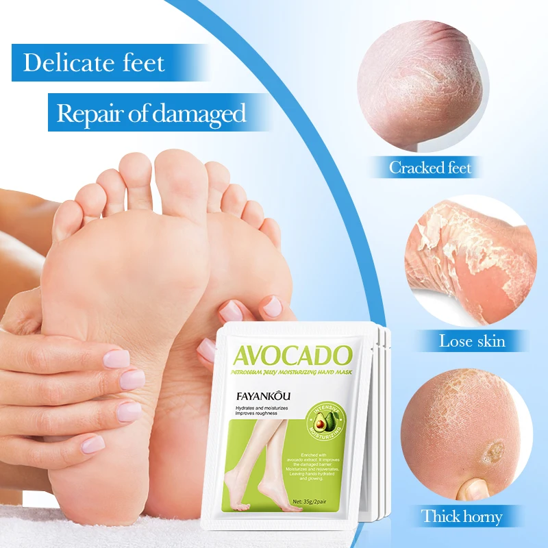 OEM FAYANKOU vegan avocado petroleum jelly moisturizing foot mask for whitening and soothing feet skin care product