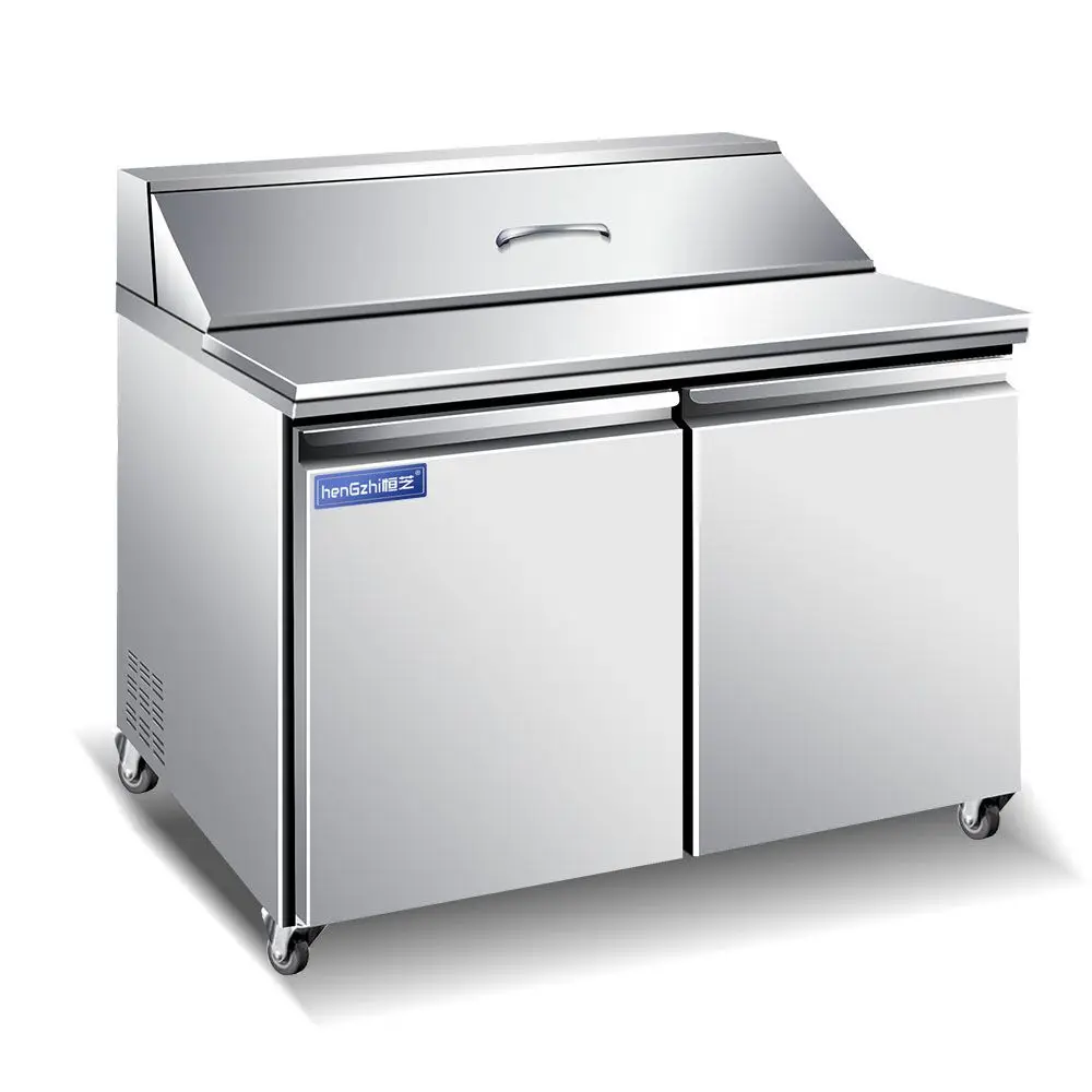 Вентилируемые холодильное еды готовить Рабочий стол холодильник салат/тесто для пиццы стол/витрина охладитель с