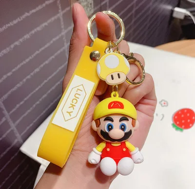 Wholesale Cheap Cartoon Silicone Rubber Keychains anime mario bros Doll Keychain For Women Men Bag Car Keyholder