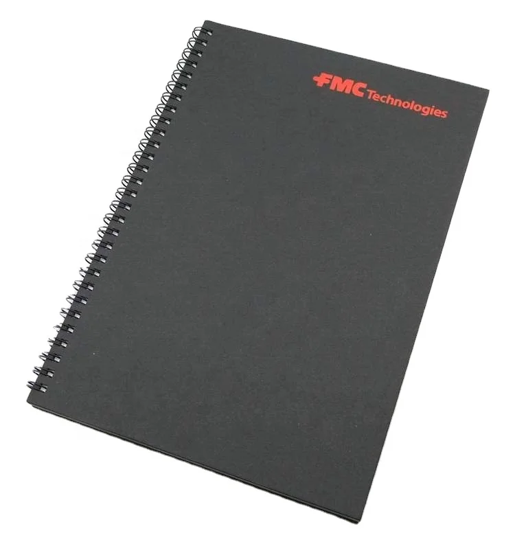 High quality Black cardboard hardcover double coil notebook  Hot Stamping LOGO Hardcover  Spiral Notebooks