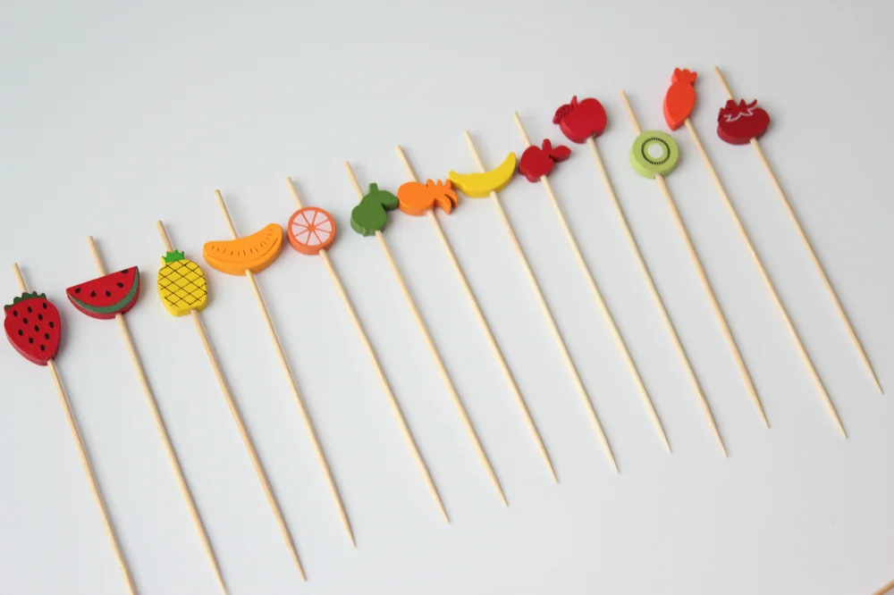 Jimao White Gold Pearl Bamboo Decoration Knot Flat Kebab Skewers Cocktail Knot Picks