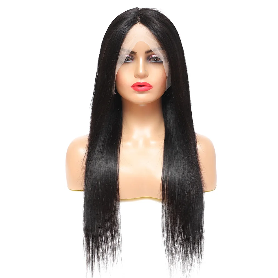 HP064  lace T-part hair cover real hair 150% 200% 250% T-shaped head cover wig 13*4*1 lace front wig straight black natural wigs