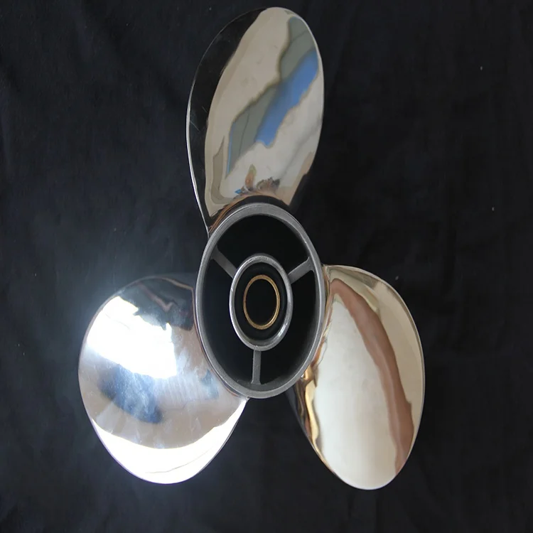 Polished stainless steel three-bladed propeller