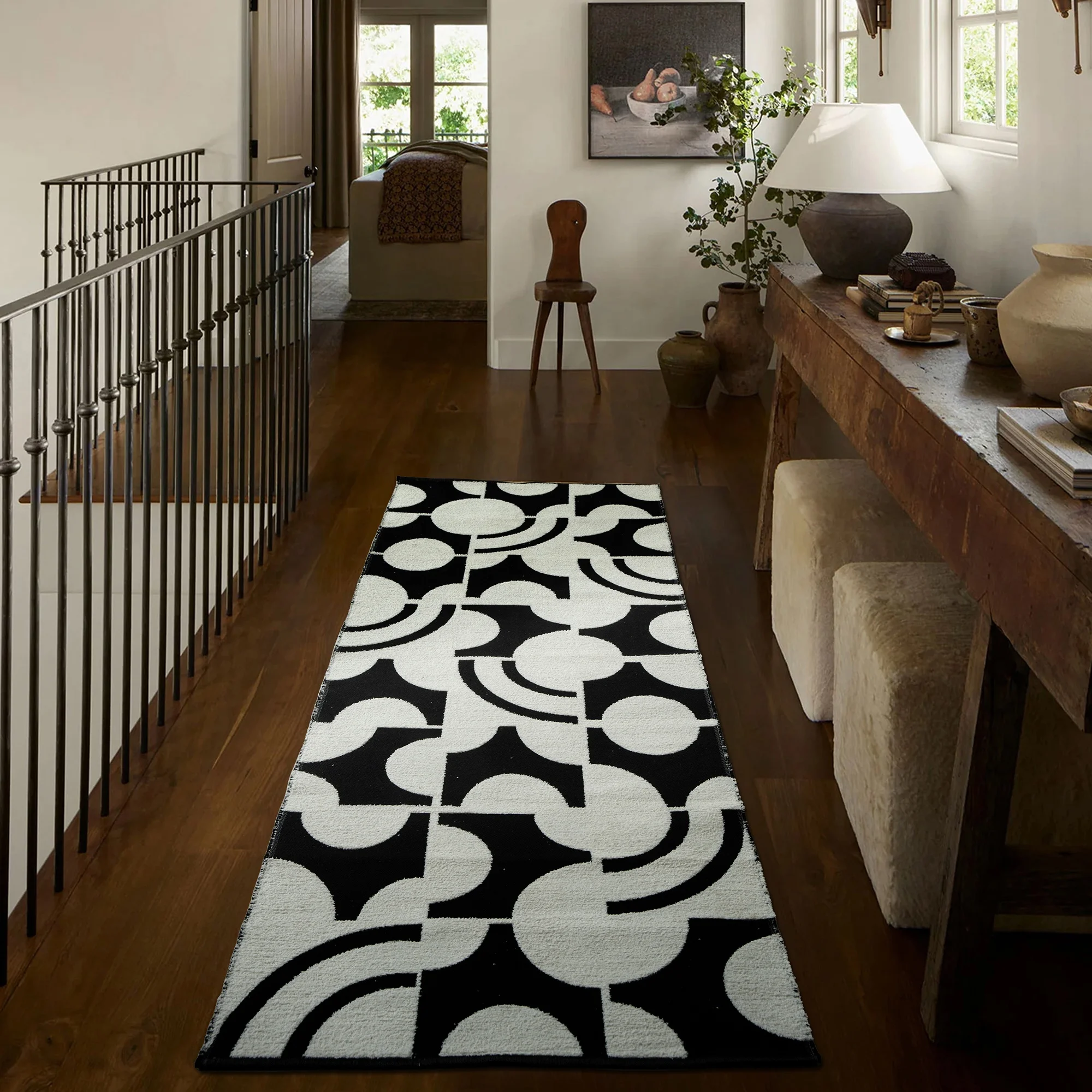 Vintage Inspired Reversible Used Runner Rugs Woven Geometric Rugs Machine Washable Area Rug For Living Room Bedroom