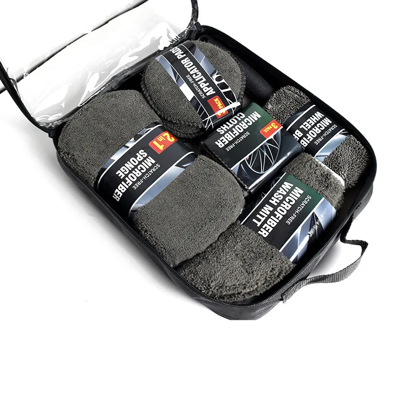 9 pcs/set car cleaning kits set Car Towel Cleaning Cloth Car Cleaning Brush with Sponge