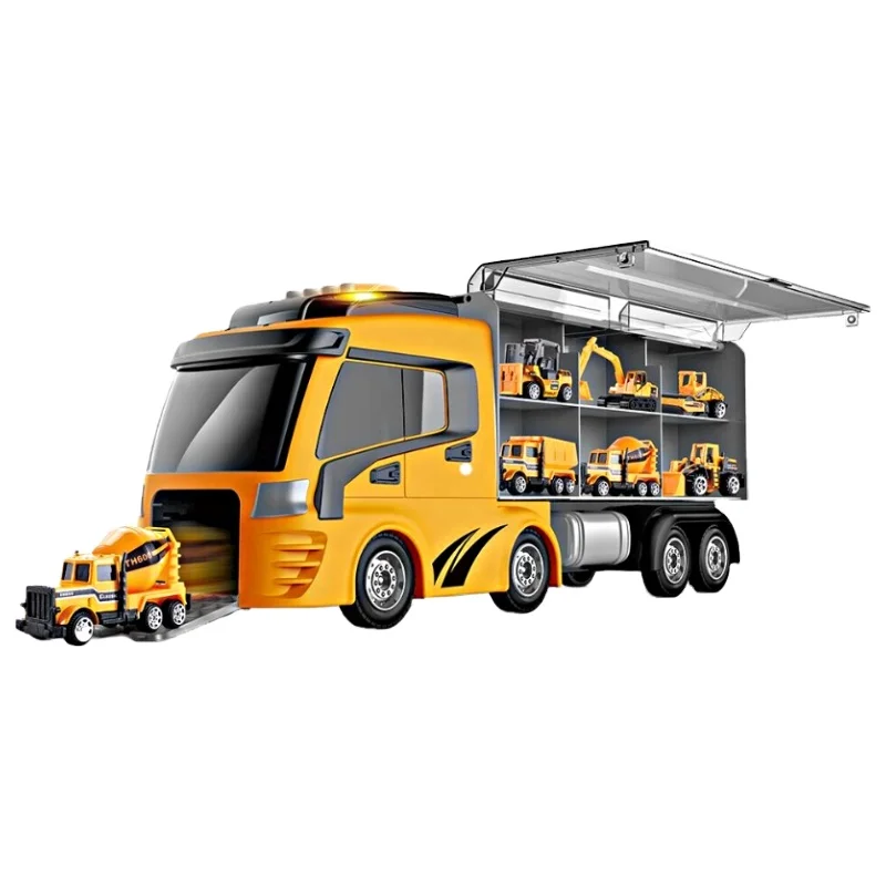 Ejection Alloy Ngineering Container Truck Model Friction Inertia Trailer Toy Diecast Toy Vehicles Truck For Kids