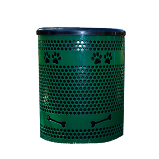 Уличная Круглая стальная мусорная корзина с термопластичным покрытием, мусорная корзина для собак, металлическая мусорная корзина, мусорная корзина