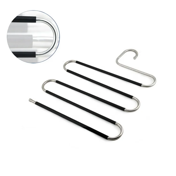LM2031-B  Multifunction 5 layer S shape space saving cloth hanger,strong metal clothes scarf pants hanger