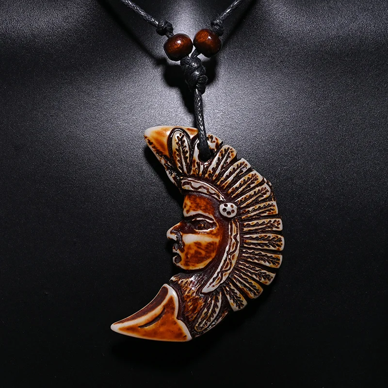 FX048 Aztec necklace Indian pendant men Choker American Maya Inca Jewelry Primitive tribes style Imitation Yak Bone necklace
