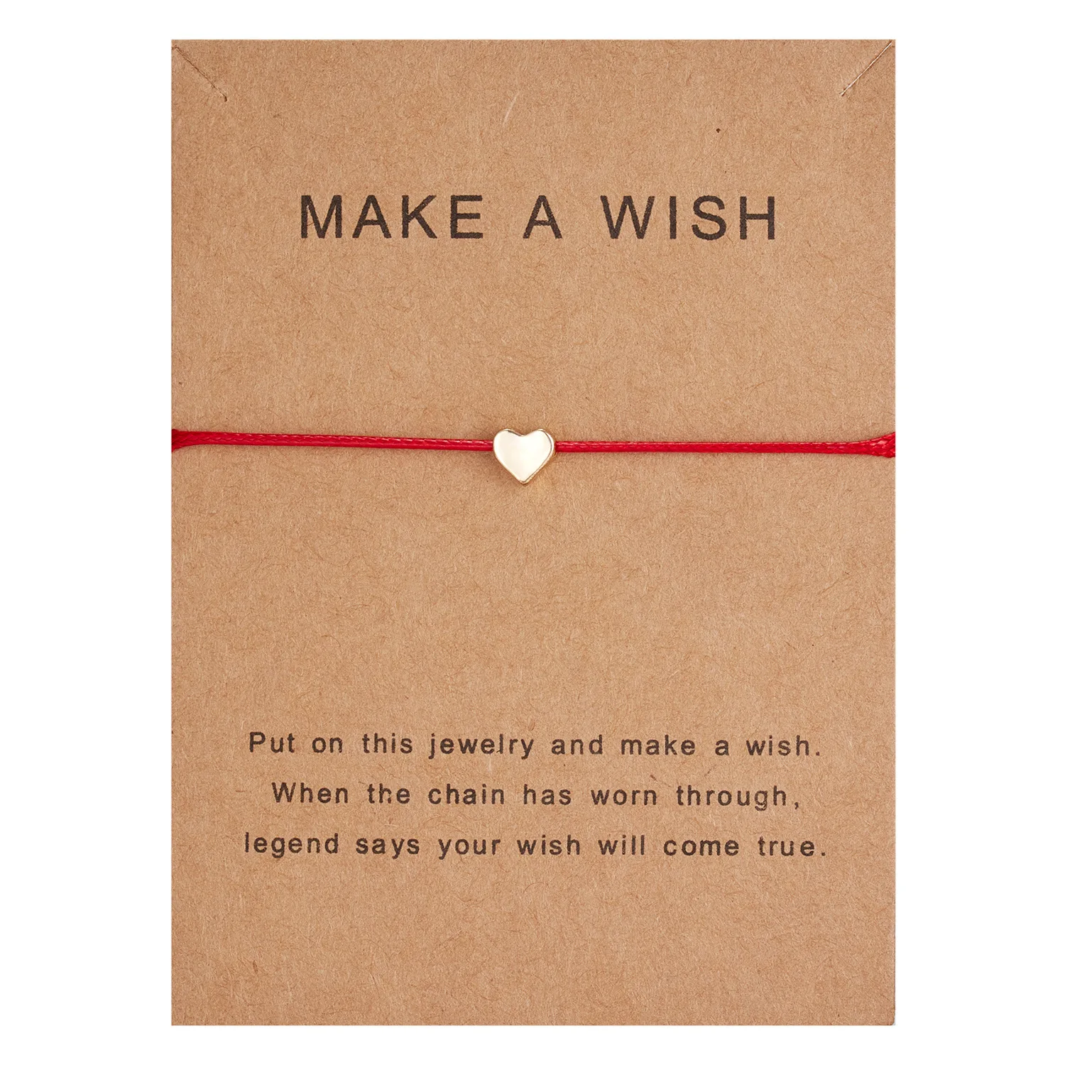Make A Wish Heart Charm Bracelet Femme Adjustable Lucky Star Cross Butterfly Red String Women Kid Friendship Jewelry Card Gift (1600518608064)