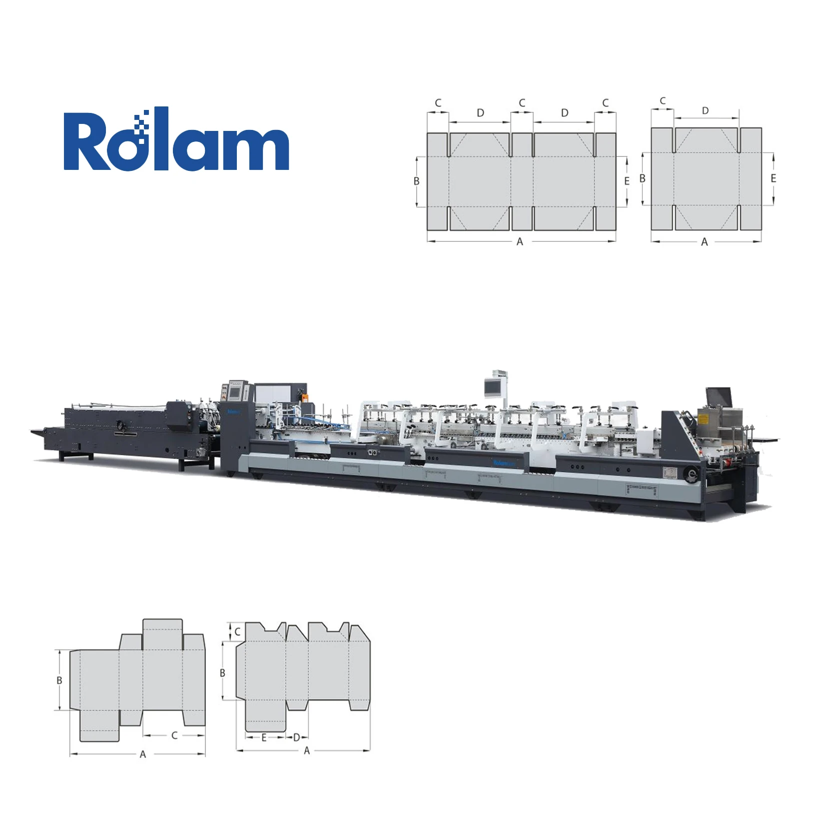 Rolam Machinery Automatic 4 6 Corners Paper Box Folder Gluer Food Cake Pizza box Folding Gluing Pasting Forming Making machine