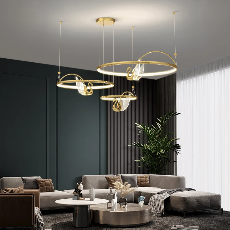 High quality wholesale aluminum gold swan hotel lobby lighting luxury chandelier lights