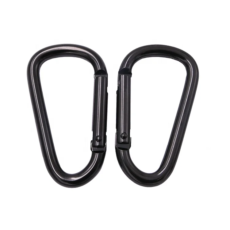China factory wholesale high quality 7cm aluminum full black carabiner hook keychain snap hook cheap bag accessories