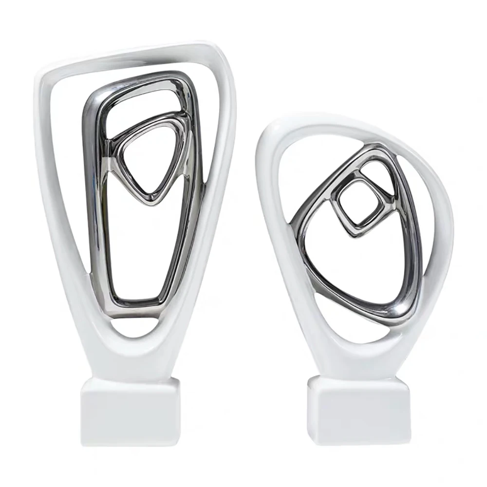 Northern Luxury silver plated decorative Porcelain Ornaments Home Decor Office Hotel Porch Creative ceramic decoration for home