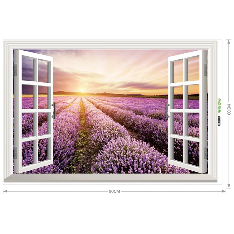 3D Ложные окна Восход лаванды наклейки на стену для детей номеров украшения дома