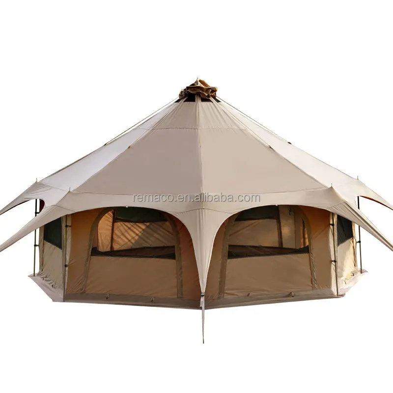 Outdoor Big Space Event Circus Canvas Tent for Camping with Stove Jack, Breathable Yurt Tent for 8 People