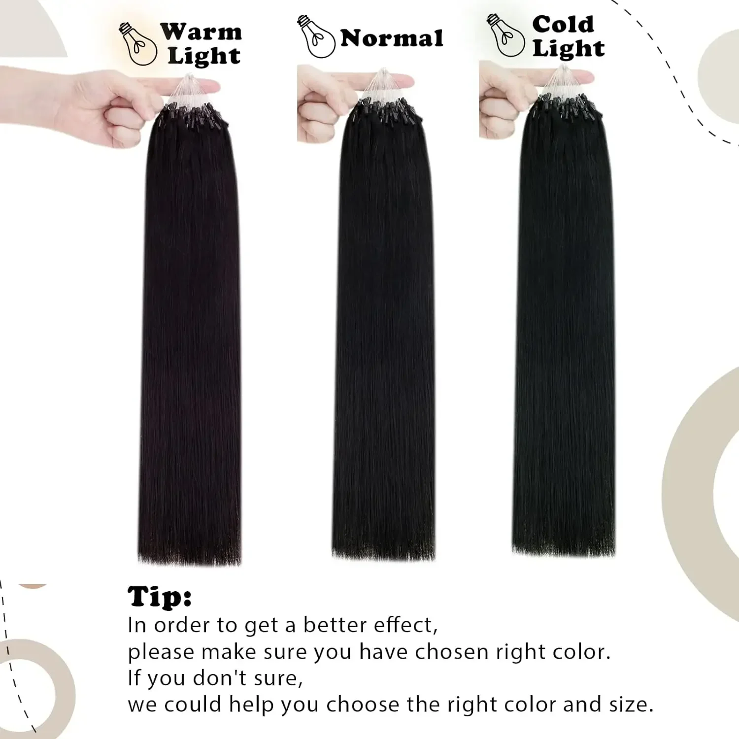 Micro Loop Remy Human Hair Extensions Cold Fusion #1B 16-26 Inch