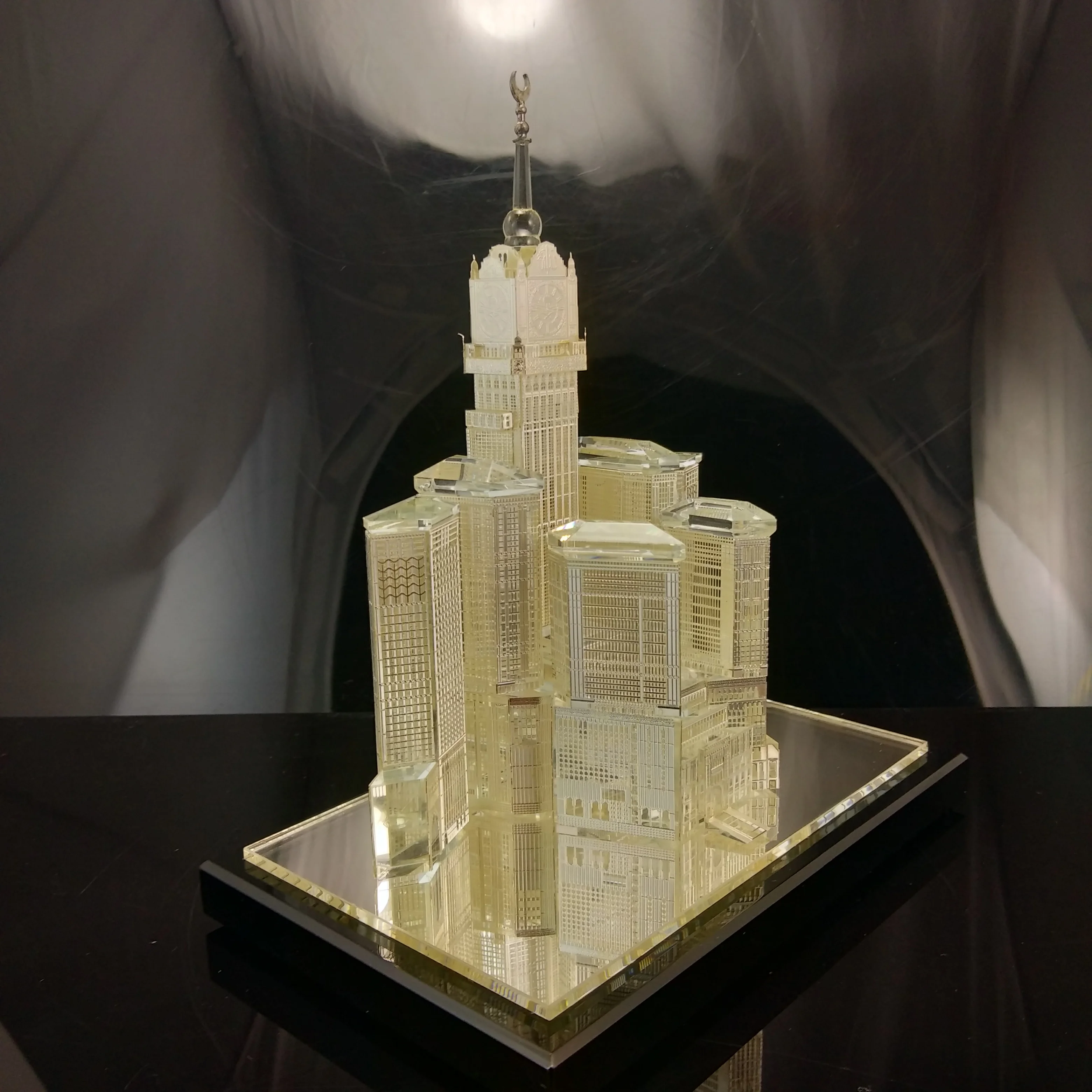 Saudi arabia makkah royal clock tower model crystal building model islamic souvenir