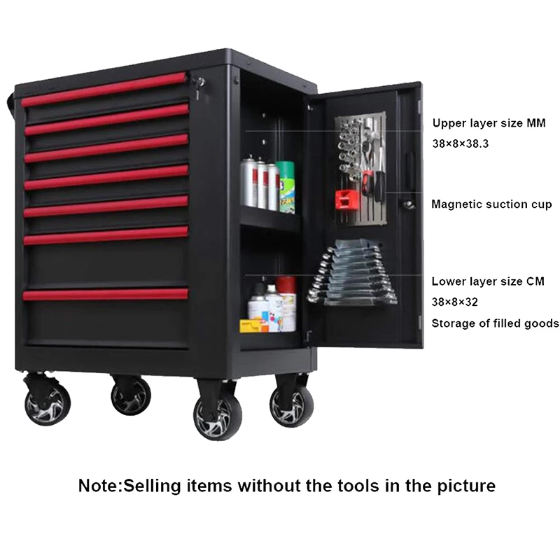 Corrosion-Resistant Stainless Steel 7 Drawer Rolling Tool Trolley Chest For Top Mechanics
