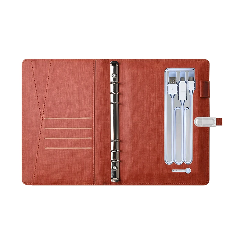 Magnetic buckle office school supplies a5 agenda diary notebook organizer with power bank USB charging cable