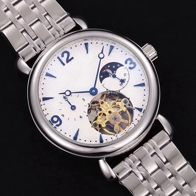 Роскошные автоматические мужские часы Moon Phase оригинальные наручные с пользовательским логотипом для мужчин механические водонепроницаемые