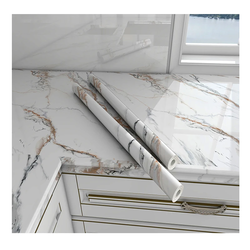 free sample cheap Price 3d wall sticker wallpaper for kitchen marble waterproof oil-proof self adhesive wall paper