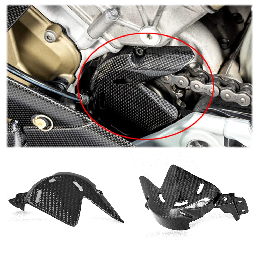 Dry Carbon Motorcycle Modification Carbon Fiber Engine Chain Sprocket Cover Fairing Cowl for Ducati Panigale V4 V4S 2018-2020