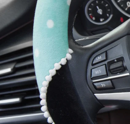 Зимний теплый нескользящий Модный мягкий пушистый чехол на руль автомобиля со стразами