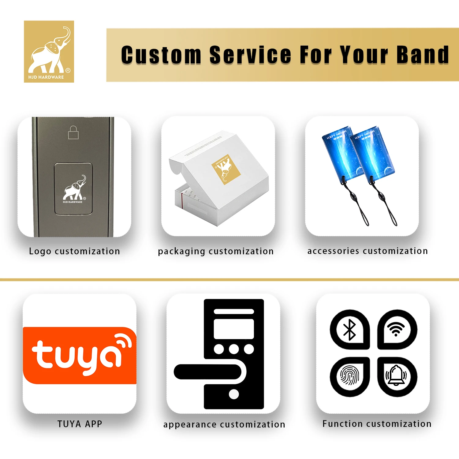 HJD Waterproof Tuya Wifi Smart IC Card Automatic Biometric Fingerprint Intelligent Digital Push Pull Keyless Door Lock