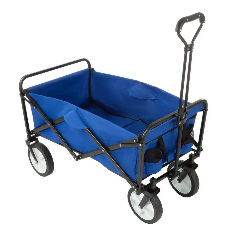 Folding garden Wagon Cart Portable Large Capacity Beach Wagon Heavy Duty Utility Collapsible camping Wagon with rubber Wheels