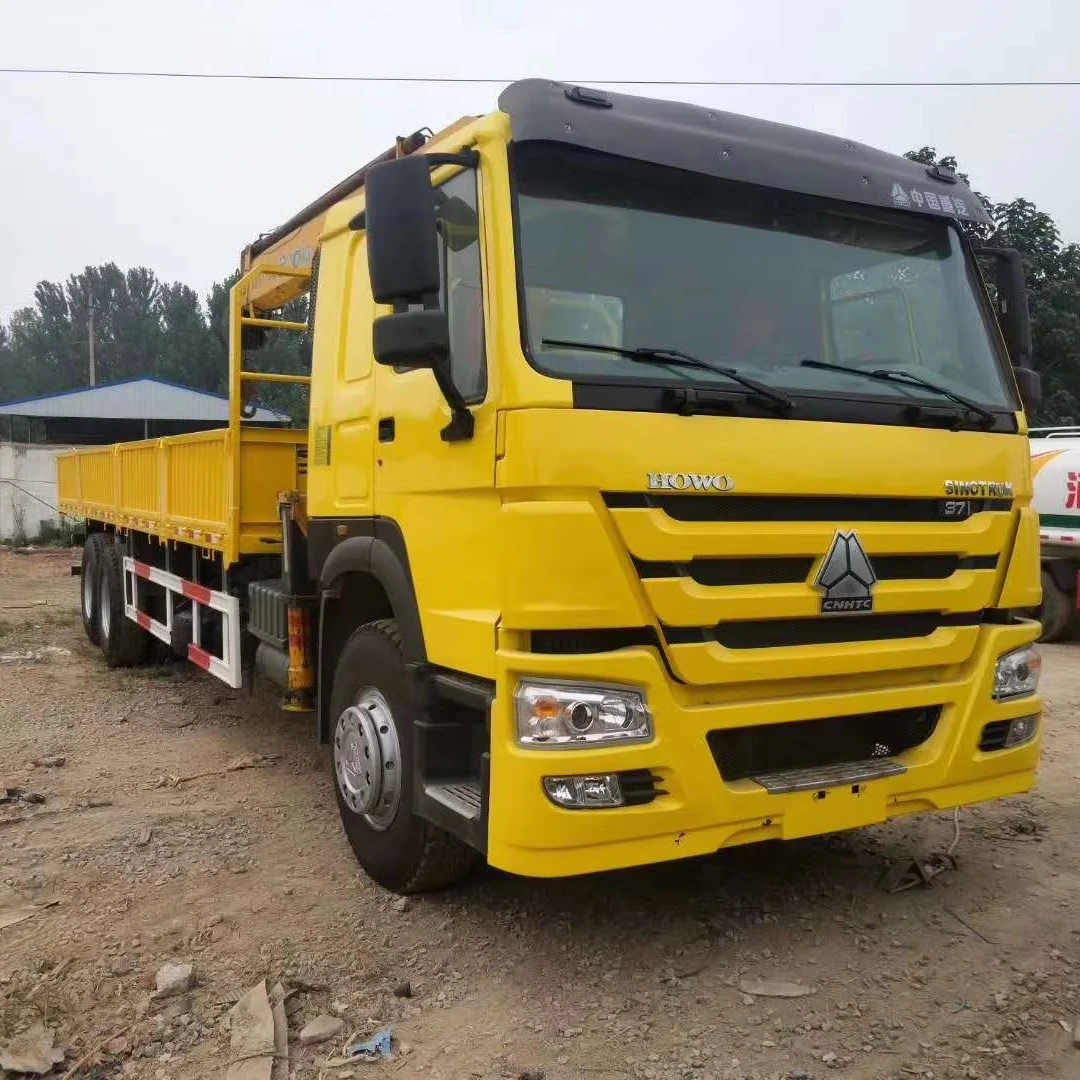 Подержанный грузовик Howo 6x4, грузовой автомобиль, 8 тонн, 12 тонн, автокраны, мини-краны для продажи