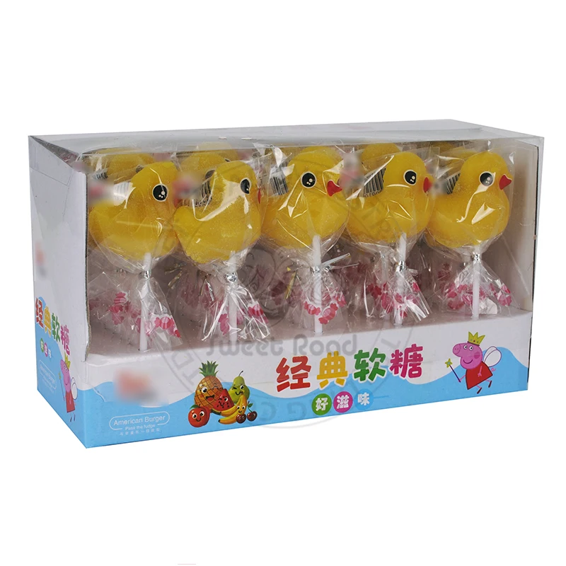 Yellow Duck Gummy Candy Lollipop Traditional Soft Candy