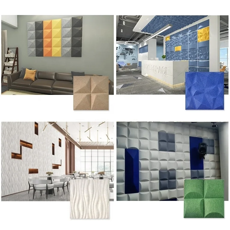 Purple PET Felt Acoustic Panel Sound Proof Panels 3D Polyester Acoustic Panel for Home Cinema and Recording Room Walls