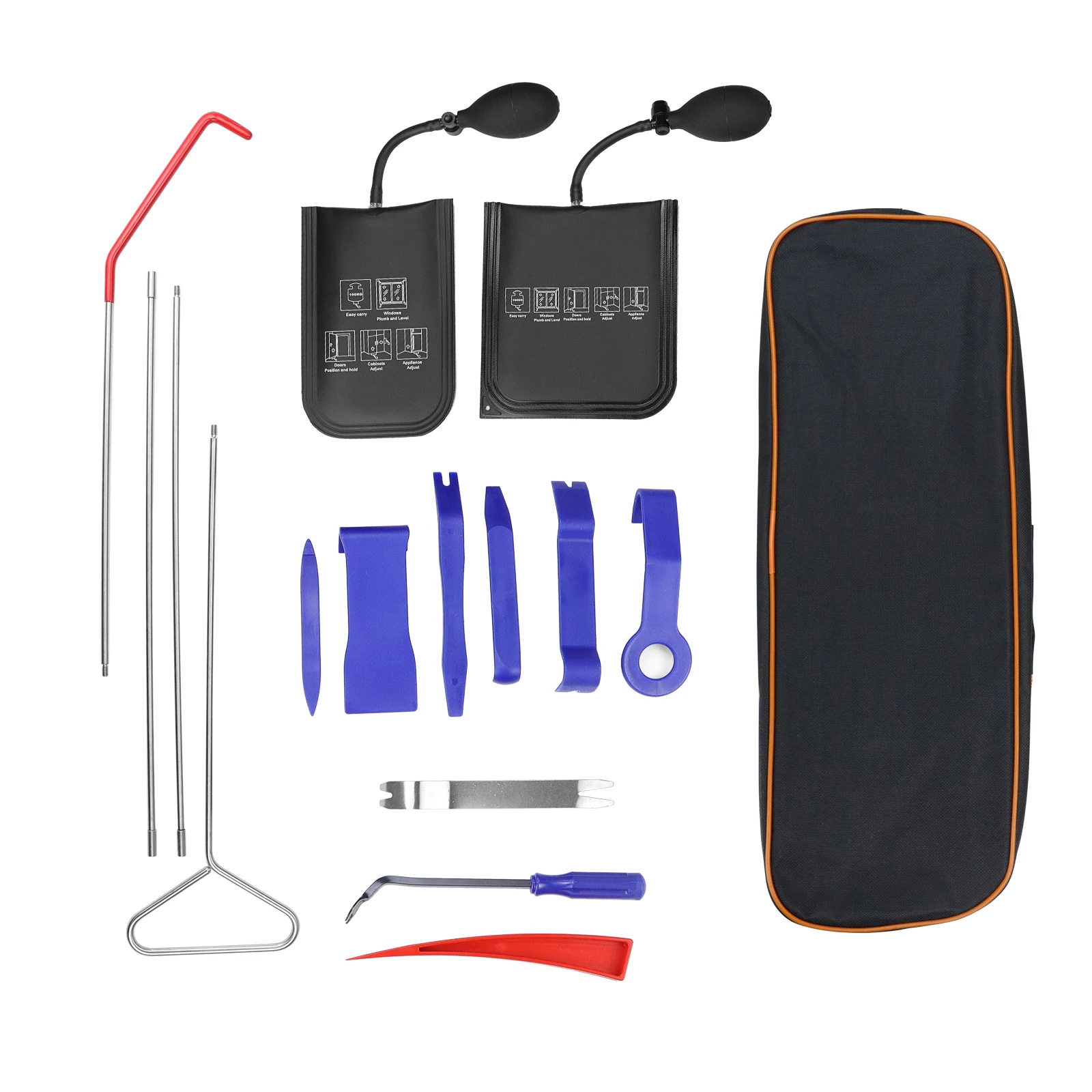 Лидер продаж на Amazon, 15 шт., набор инструментов для открывания автомобиля, набор отмычек для разблокировки двери, набор отмычек для автомобиля с длинным захватом, воздушный клин