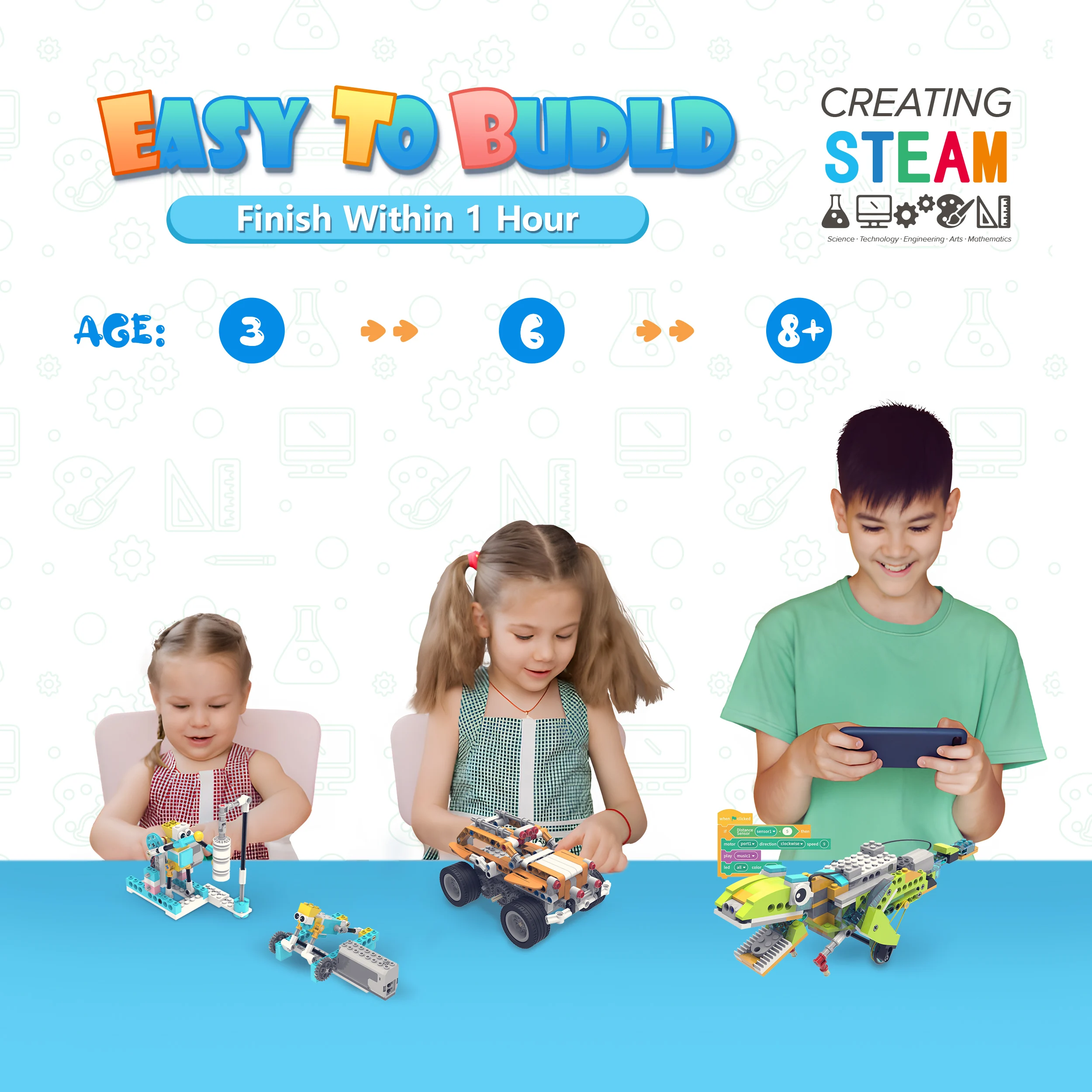 Makerzoid Smart Robot 72-in-1 Intelligent Toys STEM Toy DIY Educational Leaning Kit Building Robot Kit for Kids