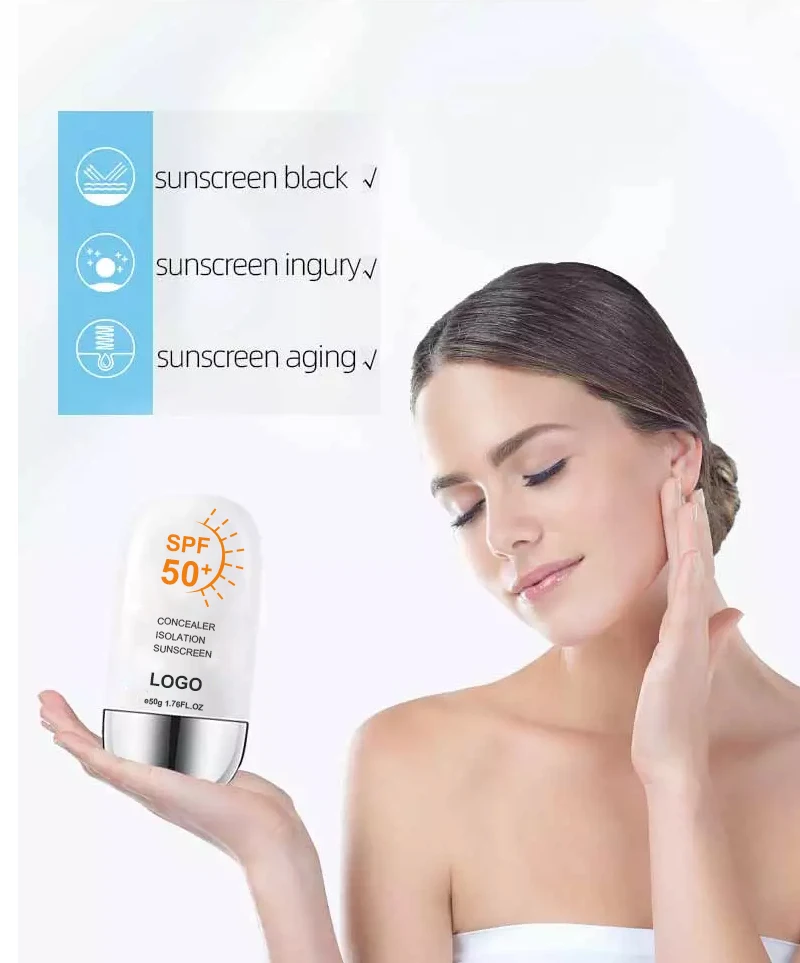 Private Label SPF 50 Oil-Free Zinc-Oxide Tinted Sunburn Sun Block Waterproof Sunscreen Whitening Sunblock Body And Face Cream