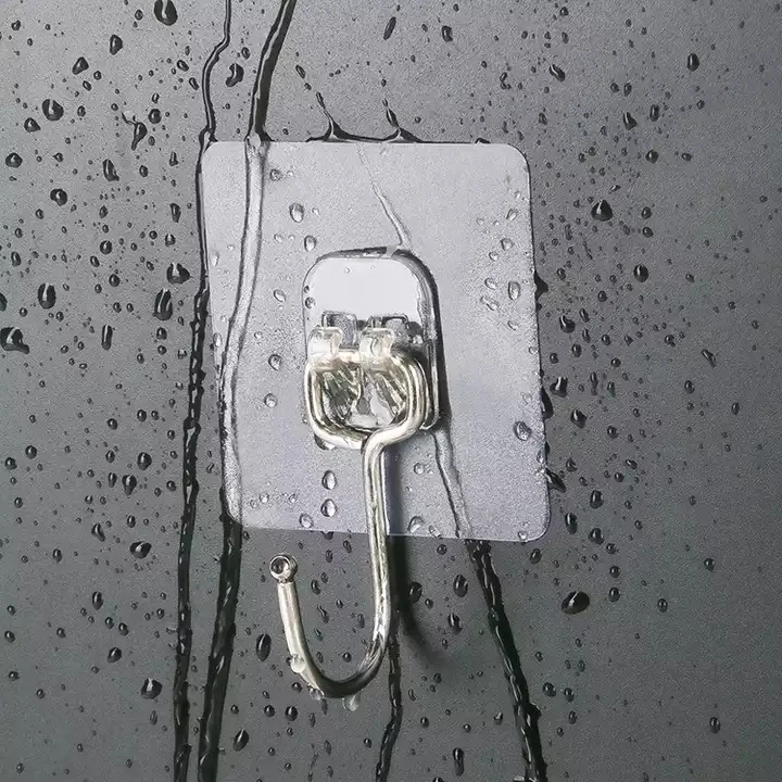 Brushed Metal Hook Waterproof Oilproof Self Adhesive Traceless Wall Sticky Hook Hanging Wall Hooks for Bathroom Office Kitchen