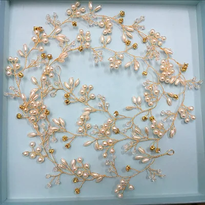 
1M Bride Handmade Crystal Pearl Hair Band Headwear Wedding Dress Accessories Headband Jewelry 